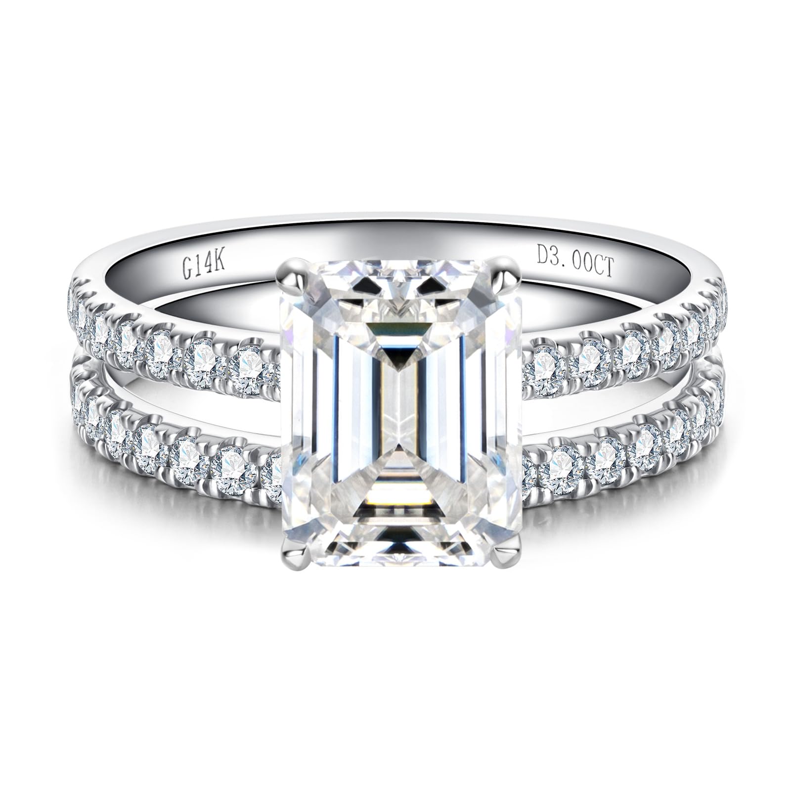 Solid 14K White Gold/Yellow Gold (3CT Center Stone) Moissanite Bridal Ring Set, Real Gold | D Color and FL-VVS1 | Wedding Anniversary Ring Set