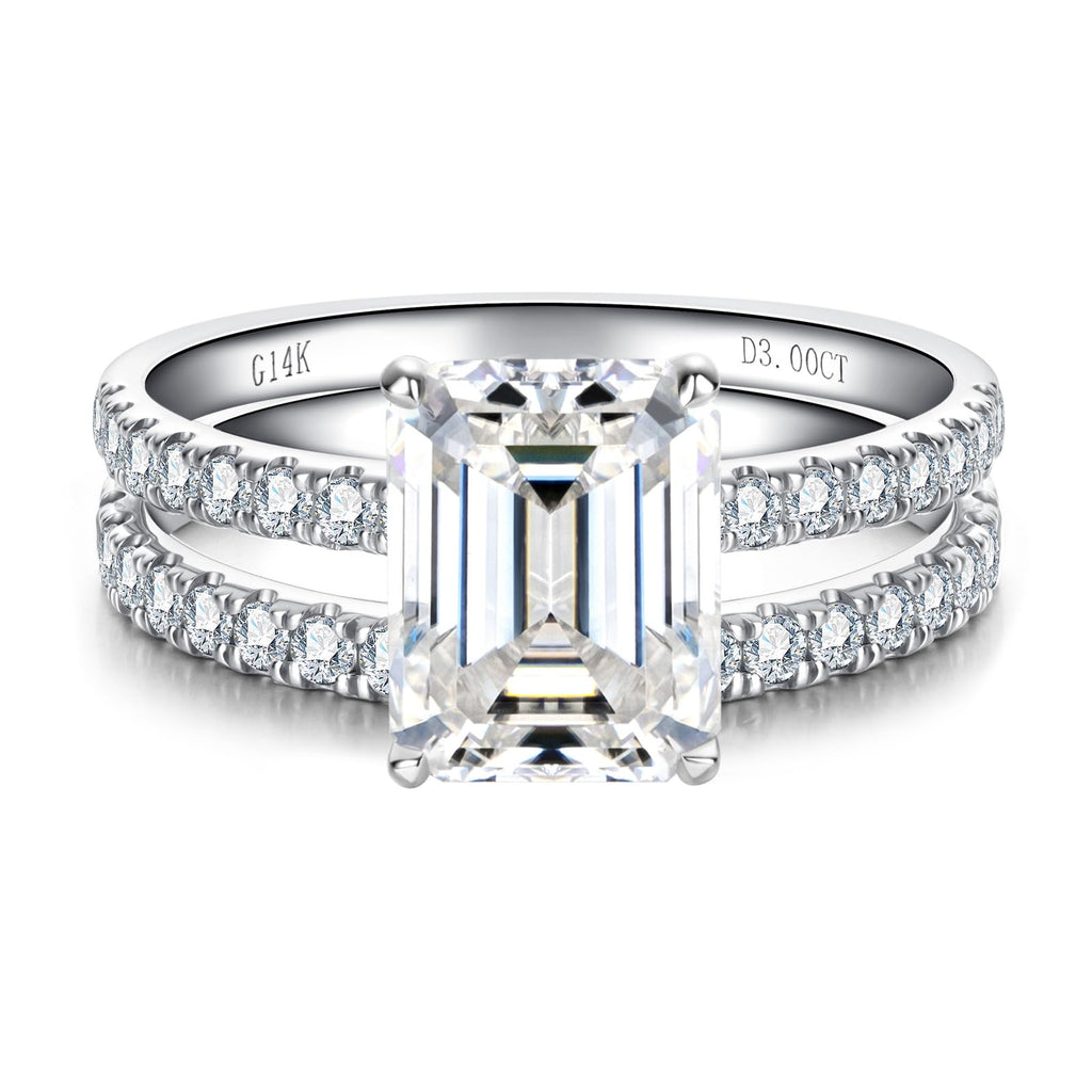 Solid 14K White Gold/Yellow Gold (3CT Center Stone) Moissanite Bridal Ring Set, Real Gold | D Color and FL-VVS1 | Wedding Anniversary Ring Set