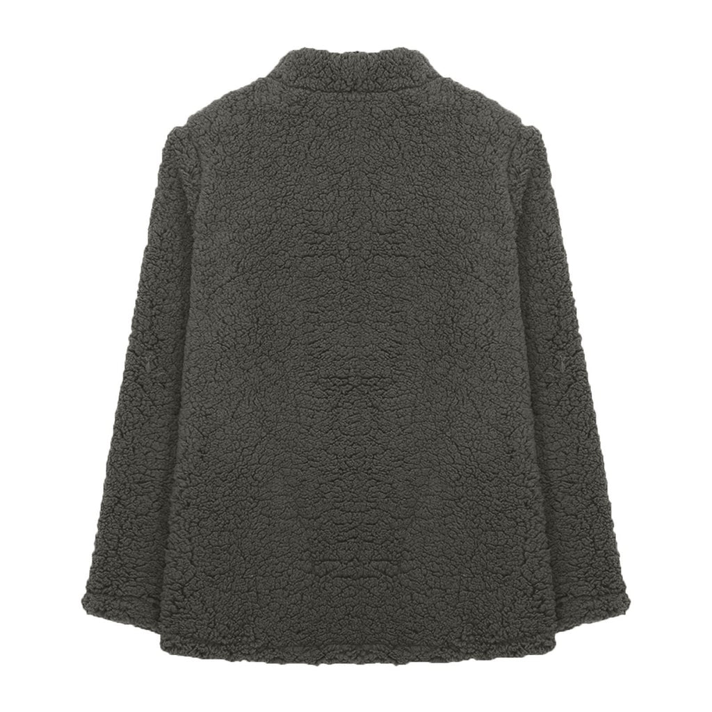 Cdiecer Fuzzy Jackets for Women Winter Sherpa Coat Autumn Winter Fleece Jacket Button Solid Color Cardigan With Pockets