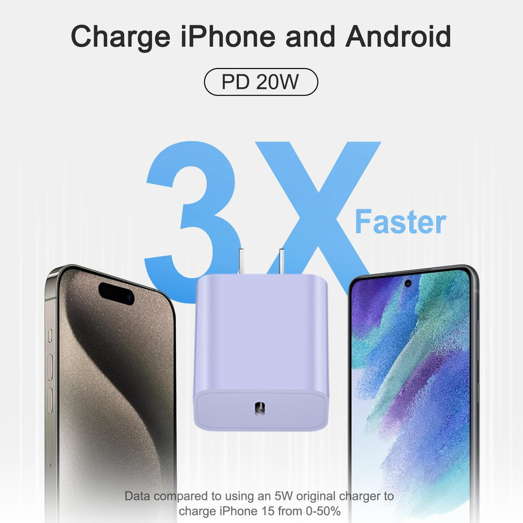 iPhone 17 16 15 Charger Fast Charging 3+3Pack Type C Charger USB C Chargers Block with 6FT Cable for iPhone Air/17/17 Plus/17 Pro/17 Pro Max/16/16 Plus/16 Pro/16 Pro Max/15/15 Pro Max/iPad Pro