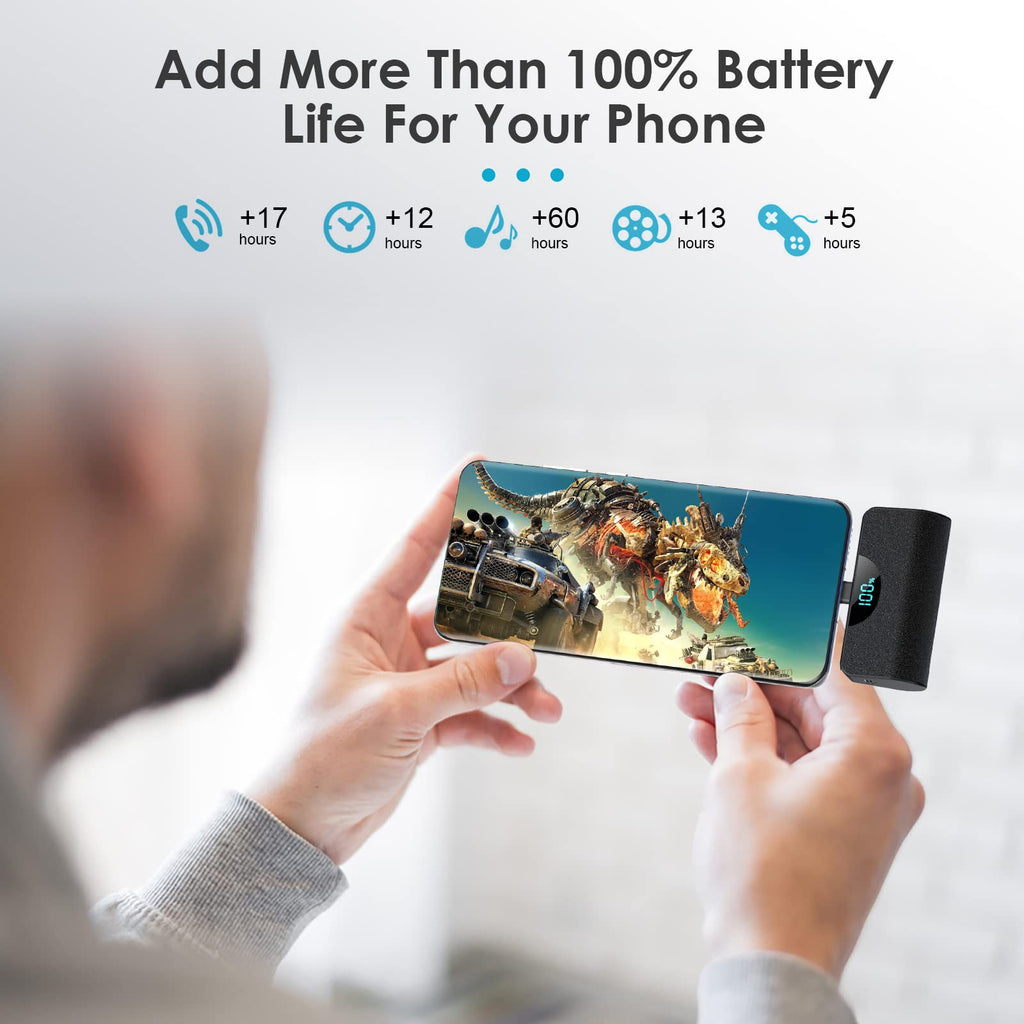 Mini Portable Charger USB C Power Bank,Upgraded 5000mAh PD Fast Charging Battery Pack Built-in USB-C Connector Travel Essential for iPhone17/17Pro/17Pro Max/Air/16 Plus/16Pro Max/15 Series Android