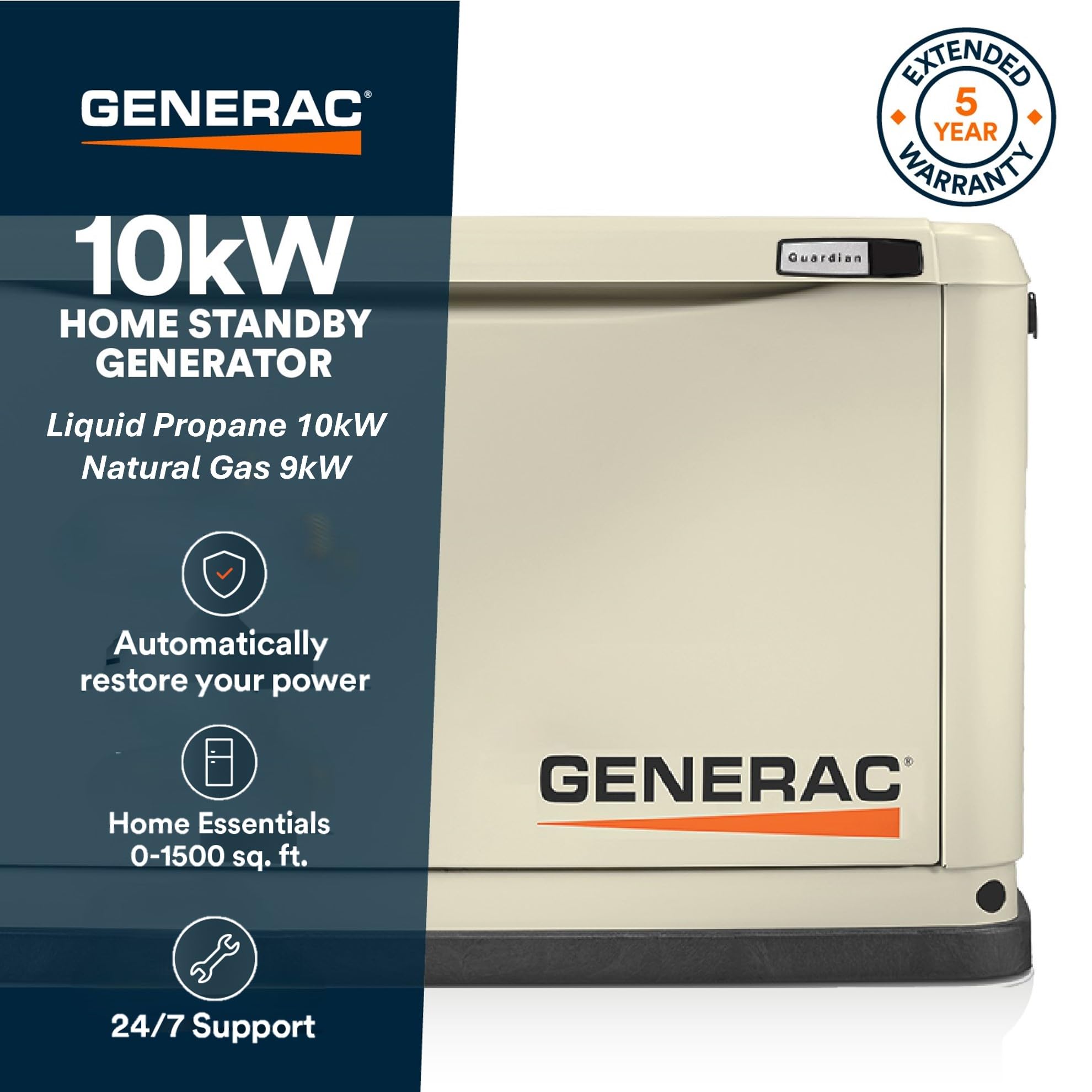 Generac 22kW Home Standby Generator for home use, built-in cellular connectivity, whole house generator for power backup