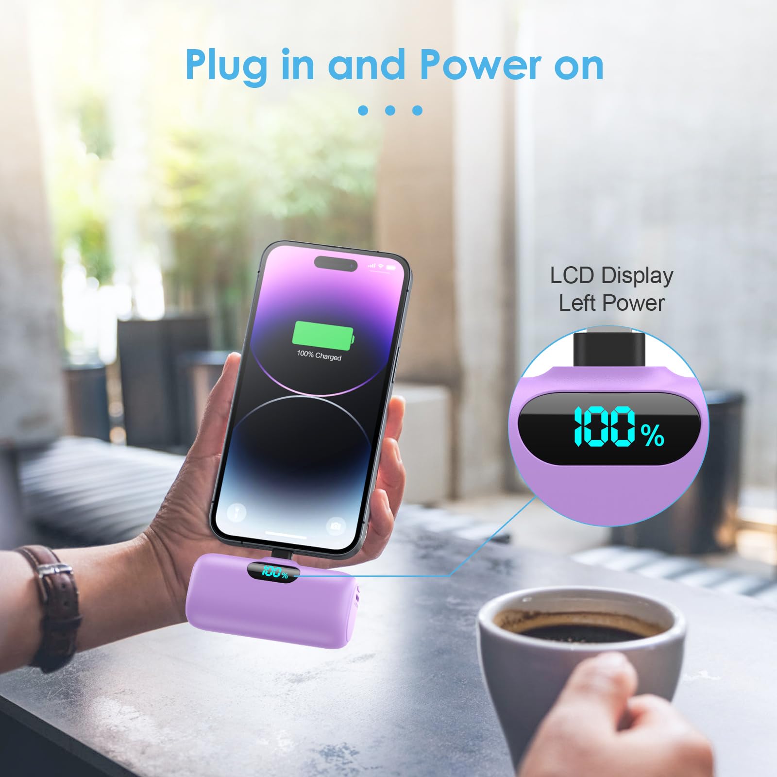 Mini Portable Charger USB C Power Bank,Upgraded 5000mAh PD Fast Charging Battery Pack Built-in USB-C Connector Travel Essential for iPhone17/17Pro/17Pro Max/Air/16 Plus/16Pro Max/15 Series Android