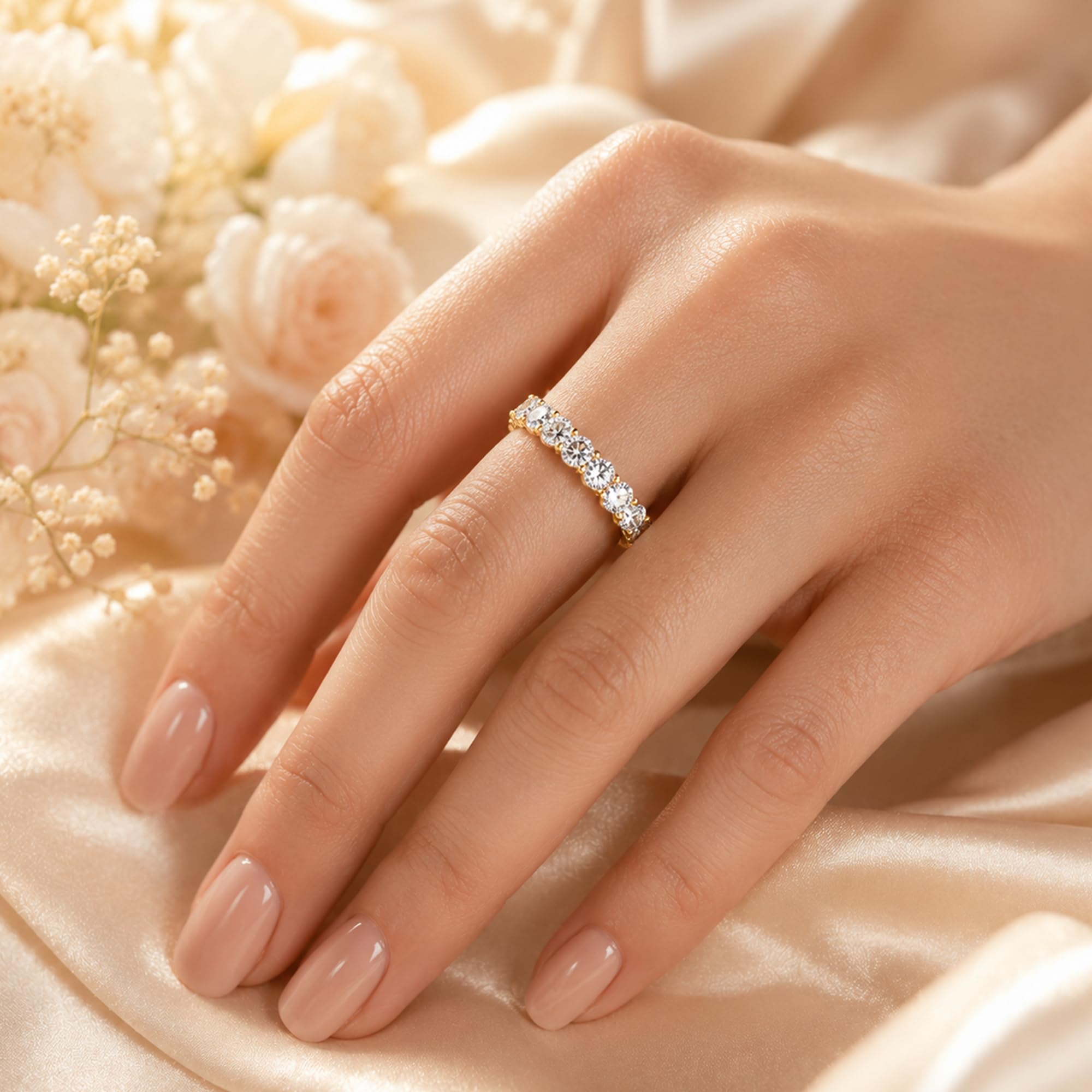 2 Carat to 5 Carat (CT. T.W.)  Diamond Eternity Band Ring for Women |14K Yellow or White Gold Wedding Anniversary Band Ring | D-E Color and VS Clarity