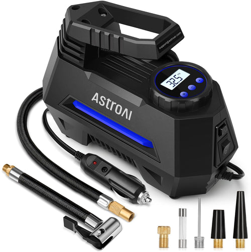 AstroAI AIRUN H Tire Inflator Portable Air Compressor,9.8Ft Cord-12VDC-Powered Auto Shut-Off,Fast Inflation Electric Air Pump for Car Tires-Car Accessories with Digital Pressure Gauge,LED Light,Yellow