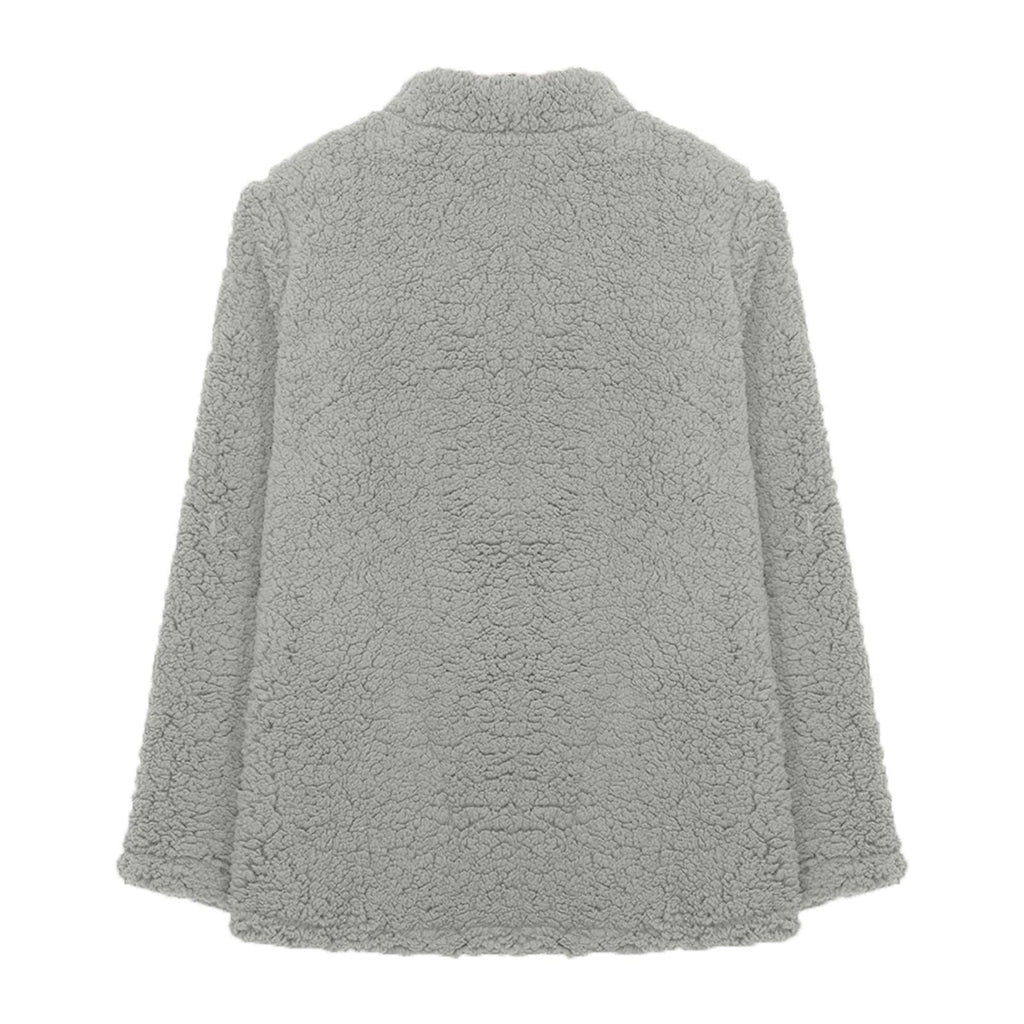 Cdiecer Fuzzy Jackets for Women Winter Sherpa Coat Autumn Winter Fleece Jacket Button Solid Color Cardigan With Pockets