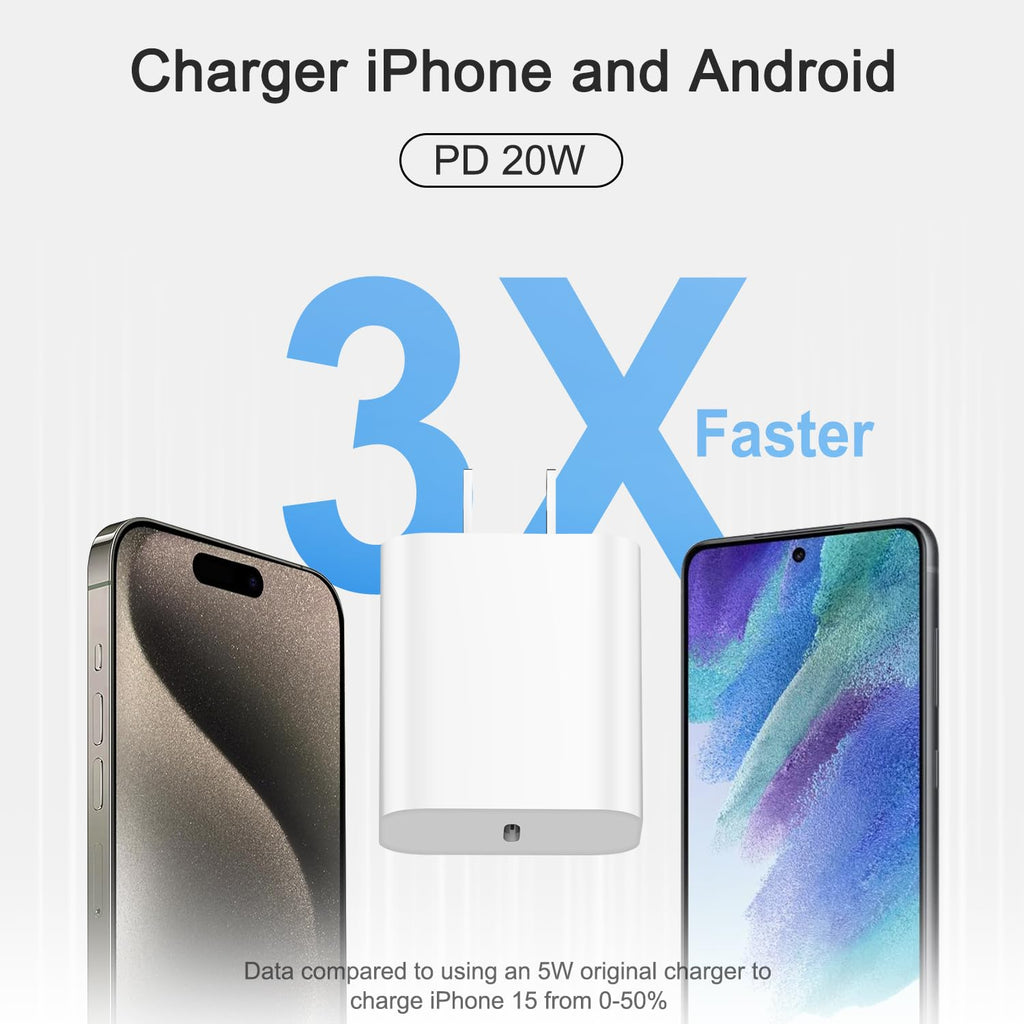 iPhone 17 16 15 Charger Fast Charging 3+3Pack Type C Charger USB C Chargers Block with 6FT Cable for iPhone Air/17/17 Plus/17 Pro/17 Pro Max/16/16 Plus/16 Pro/16 Pro Max/15/15 Pro Max/iPad Pro