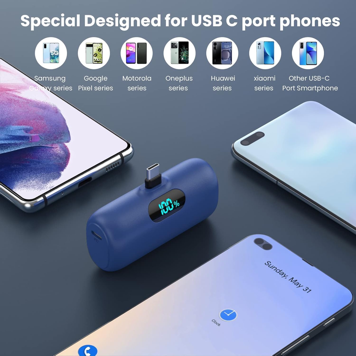 Mini Portable Charger USB C Power Bank,Upgraded 5000mAh PD Fast Charging Battery Pack Built-in USB-C Connector Travel Essential for iPhone17/17Pro/17Pro Max/Air/16 Plus/16Pro Max/15 Series Android