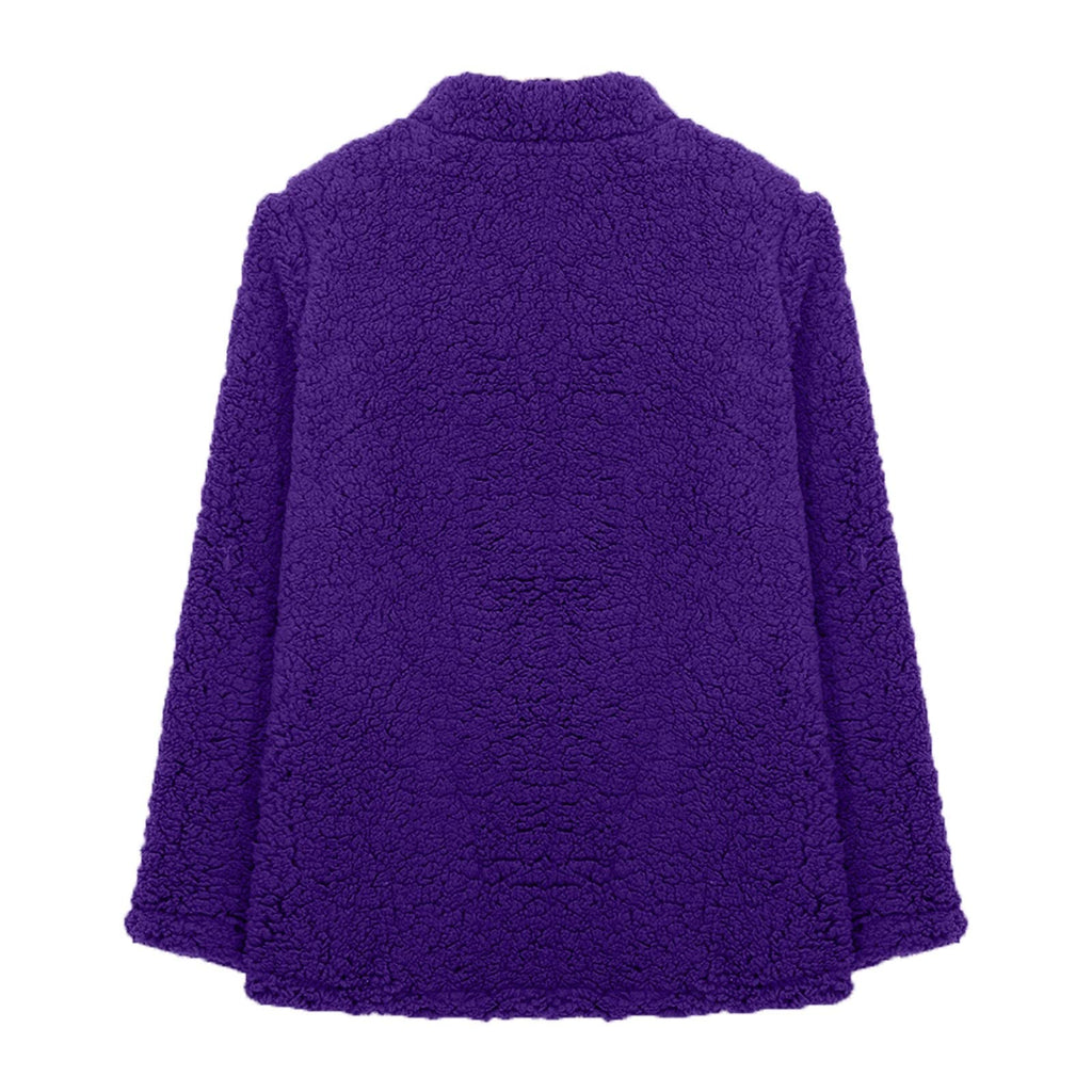 Cdiecer Fuzzy Jackets for Women Winter Sherpa Coat Autumn Winter Fleece Jacket Button Solid Color Cardigan With Pockets