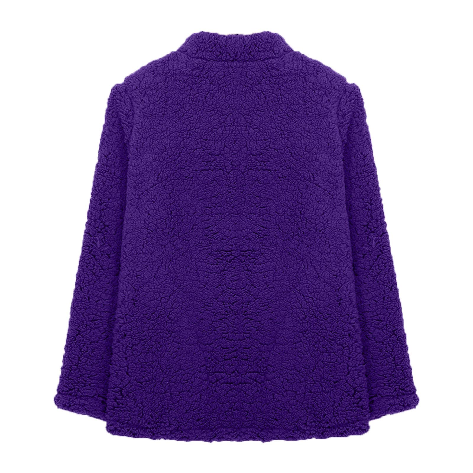 Cdiecer Fuzzy Jackets for Women Winter Sherpa Coat Autumn Winter Fleece Jacket Button Solid Color Cardigan With Pockets
