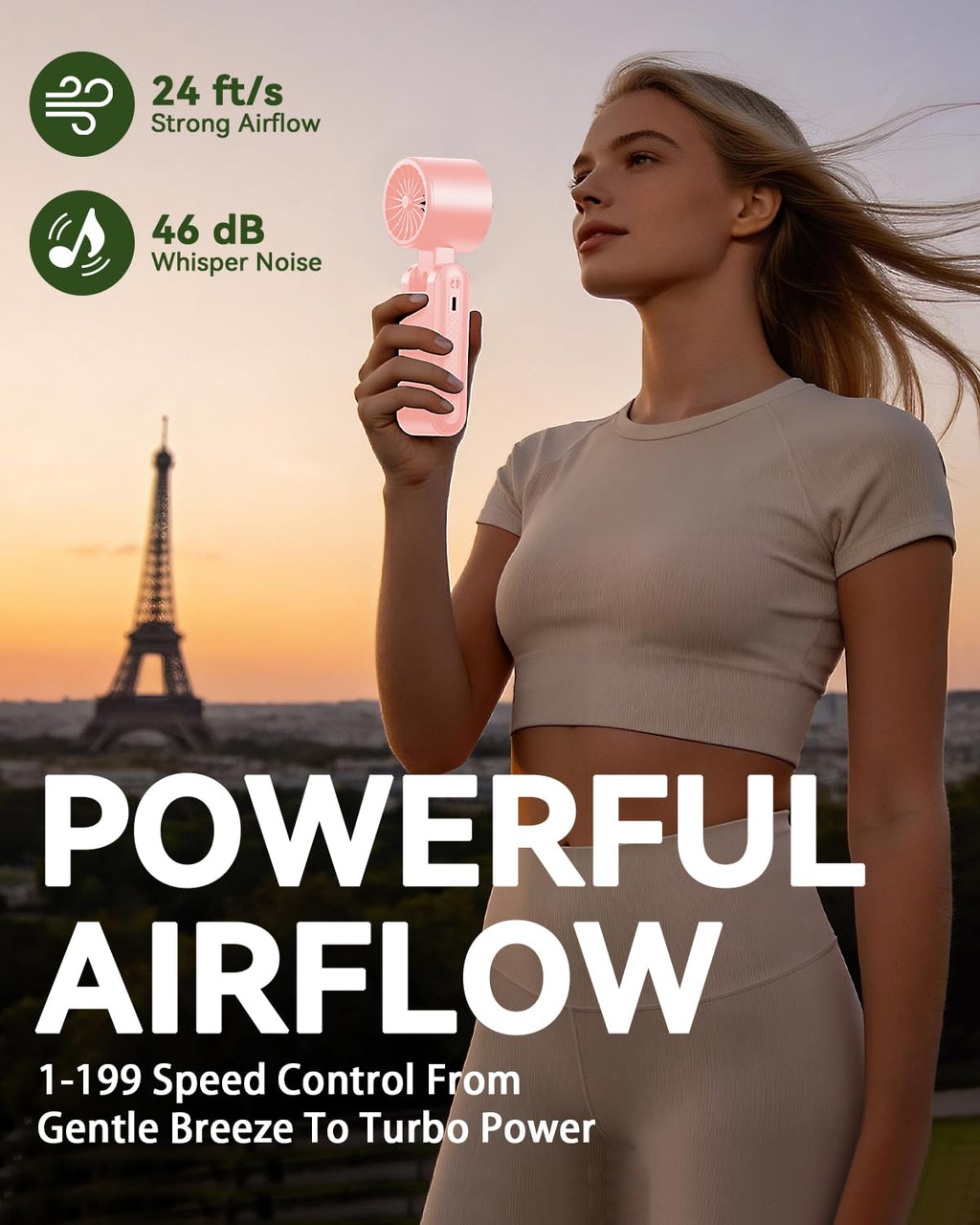 Handheld Portable Turbo Fan with Ice Cooler, Speed (1-199) Rechargeable Personal Fan[20000 RPM] Small Pocket Fans for Travel/Outdoor/Home/Office, Purple