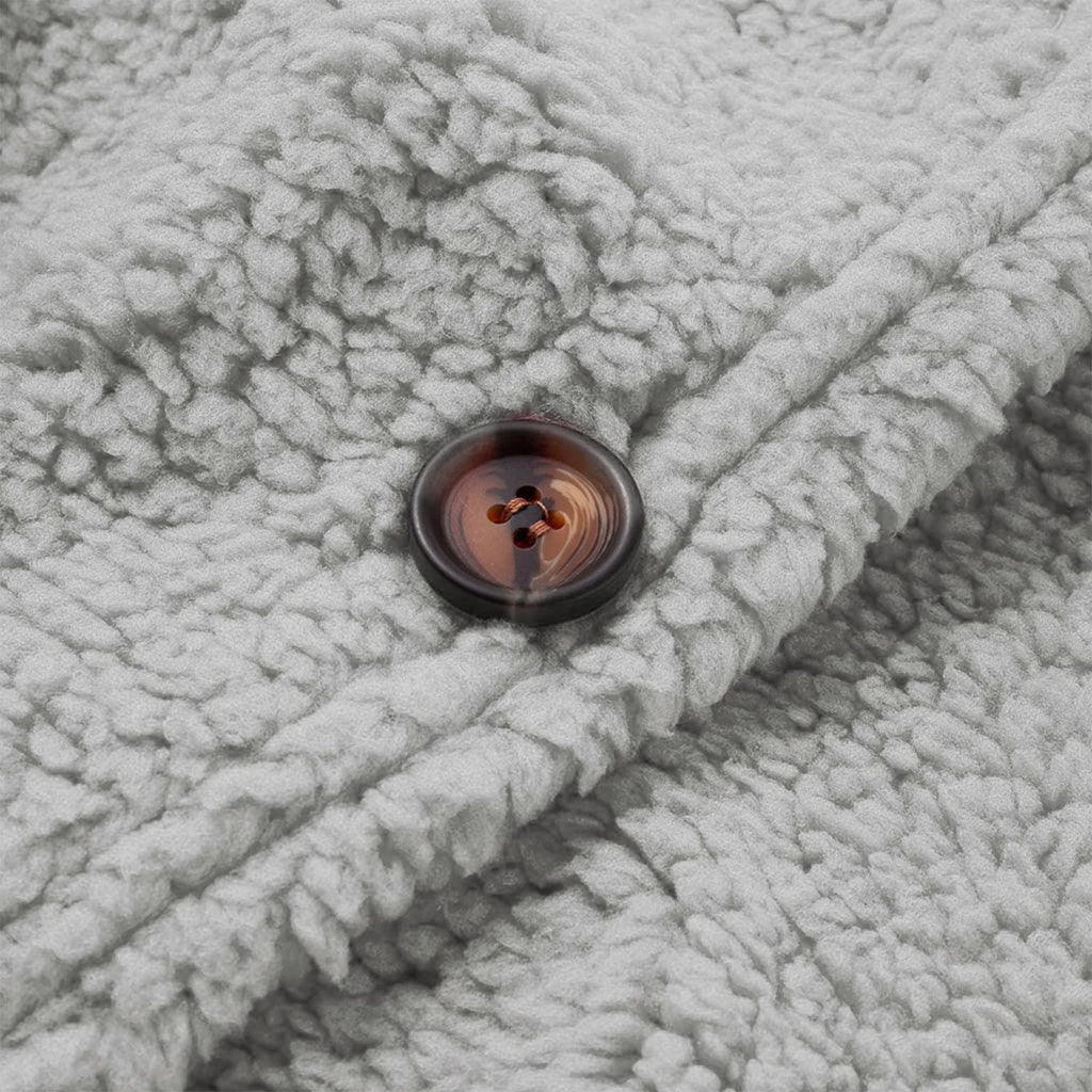 Cdiecer Fuzzy Jackets for Women Winter Sherpa Coat Autumn Winter Fleece Jacket Button Solid Color Cardigan With Pockets