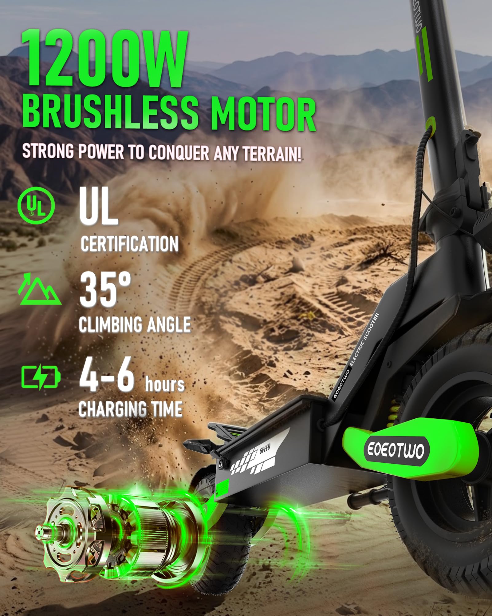 Electric Scooter for Adults,31/38 MPH 1200W/2400W Peak Motor | 11" Off-Road Tires Fast E Scooter, Up to 20/45 Miles Range, Dual Suspension, 330 lbs Max Load, Foldable