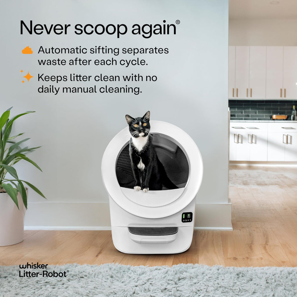 Litter-Robot EVO Bundle by Whisker, Black - Automatic Self-Cleaning Cat Litter Box, Compact Space-Saving Design, Advanced Odor Control, Includes Robot, Mat, and Supply Kit (Black)