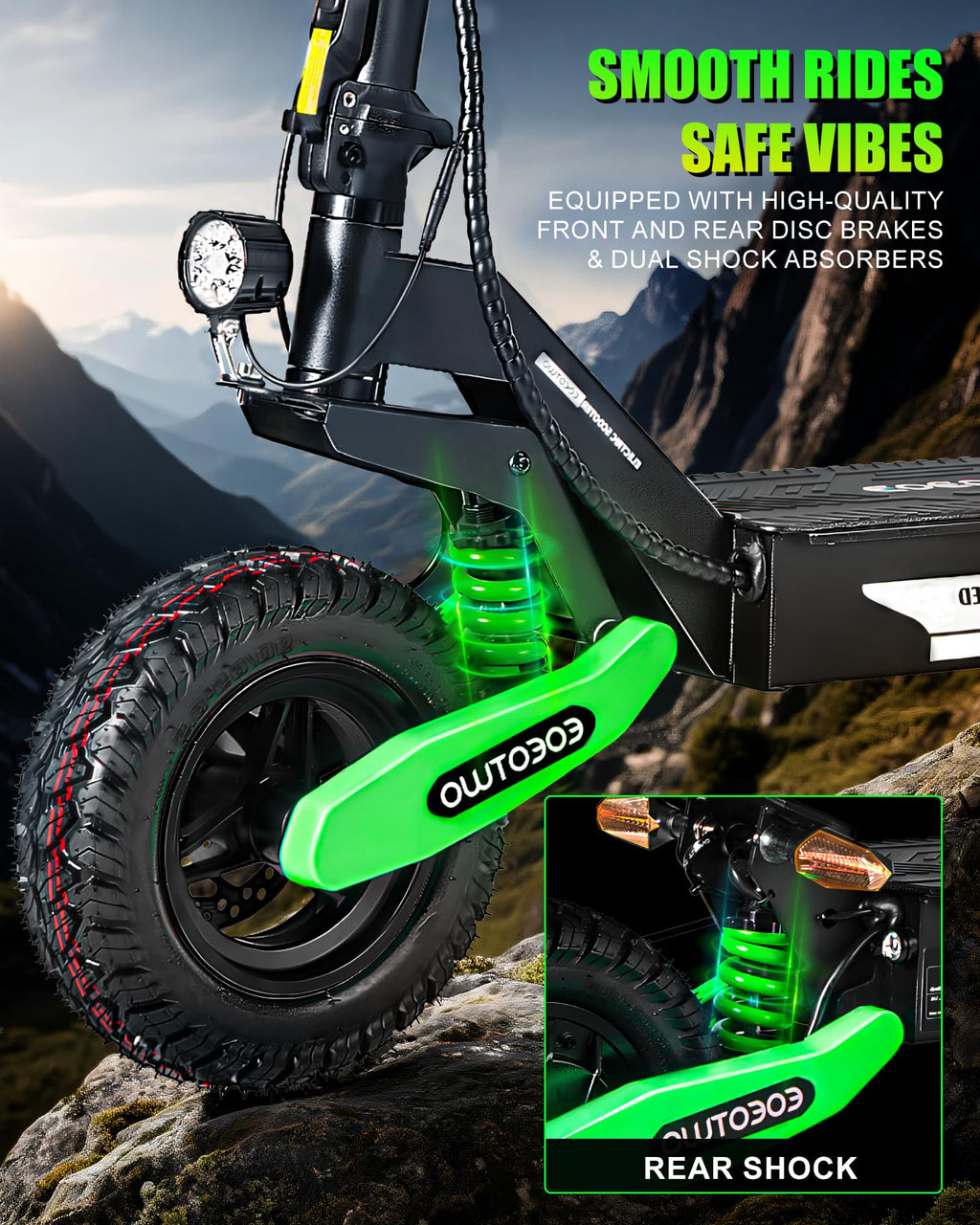 Electric Scooter for Adults,31/38 MPH 1200W/2400W Peak Motor | 11" Off-Road Tires Fast E Scooter, Up to 20/45 Miles Range, Dual Suspension, 330 lbs Max Load, Foldable
