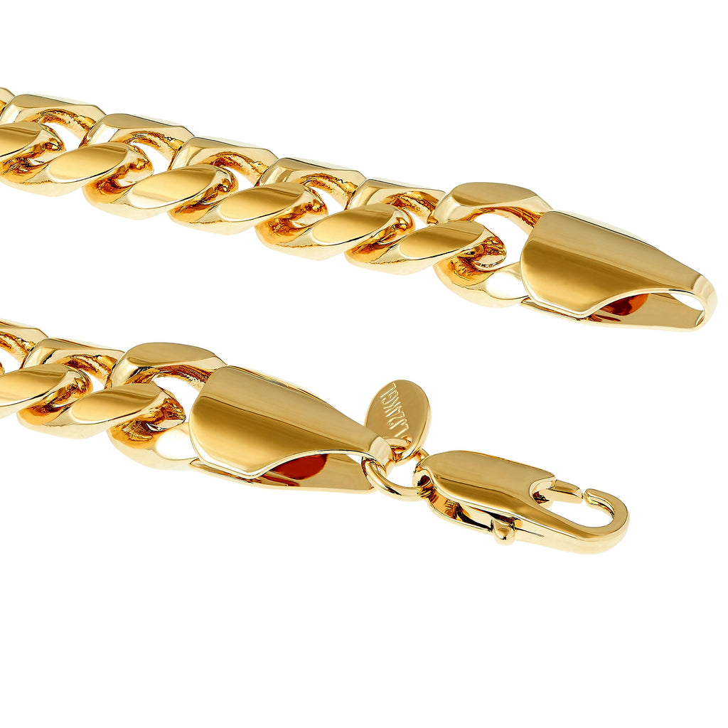 LIFETIME JEWELRY 11mm Gold Cuban Link Chain for Men - 24k Real Gold Necklace Plated - Lifetime Promise - Heavy Duty Clasp - Gold or White Gold