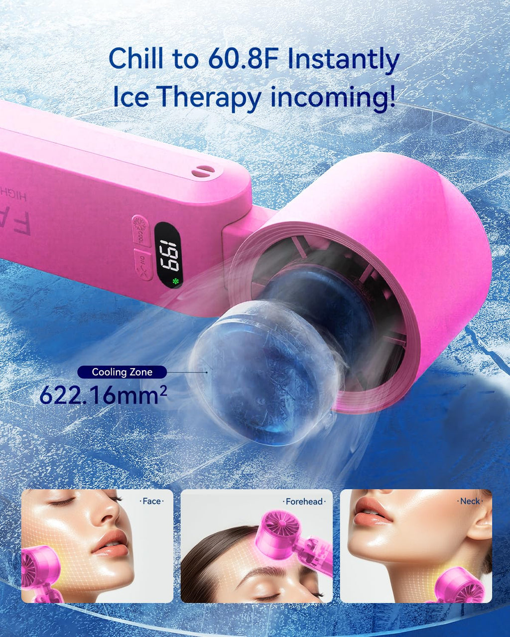 Handheld Portable Turbo Fan with Ice Cooler, Speed (1-199) Rechargeable Personal Fan[20000 RPM] Small Pocket Fans for Travel/Outdoor/Home/Office, Purple