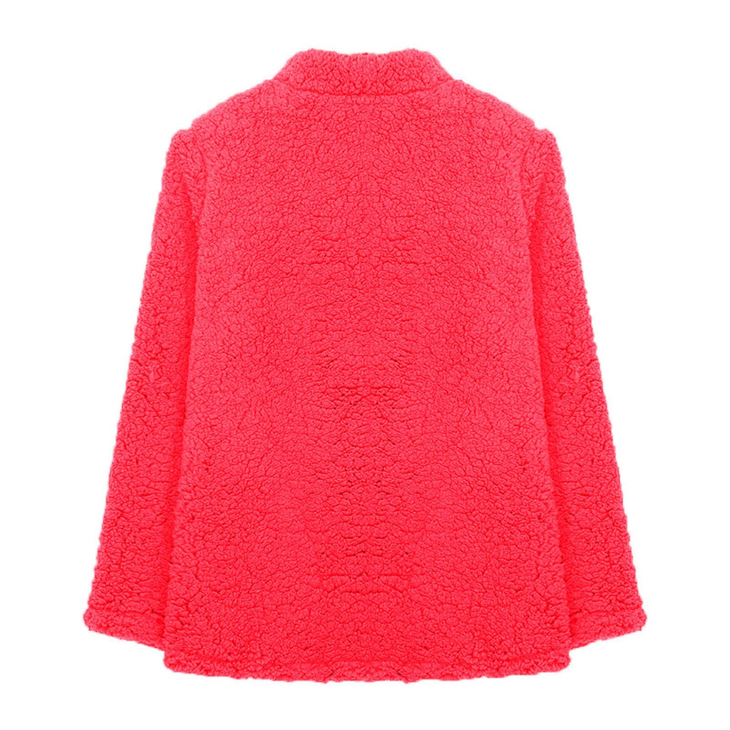 Cdiecer Fuzzy Jackets for Women Winter Sherpa Coat Autumn Winter Fleece Jacket Button Solid Color Cardigan With Pockets