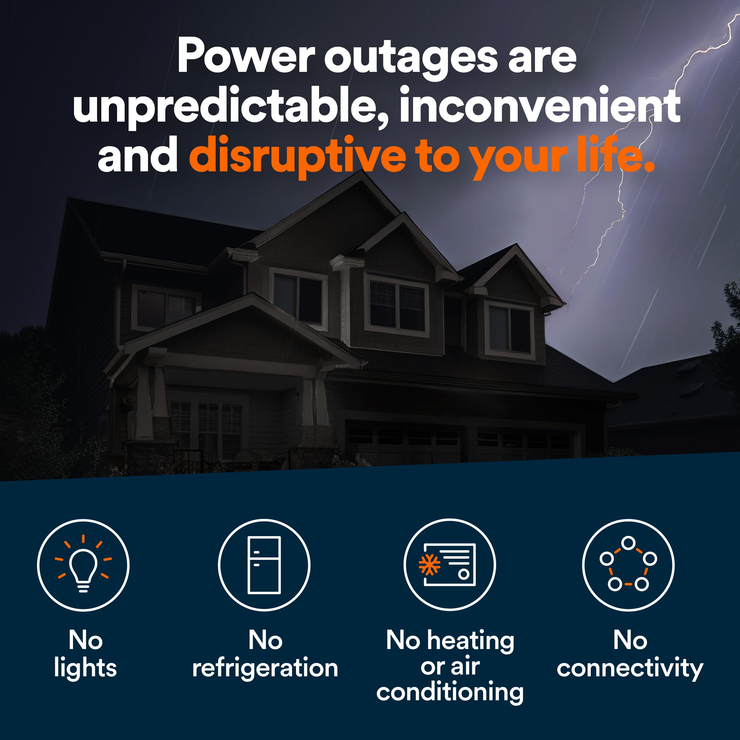 Generac 22kW Home Standby Generator for home use, built-in cellular connectivity, whole house generator for power backup