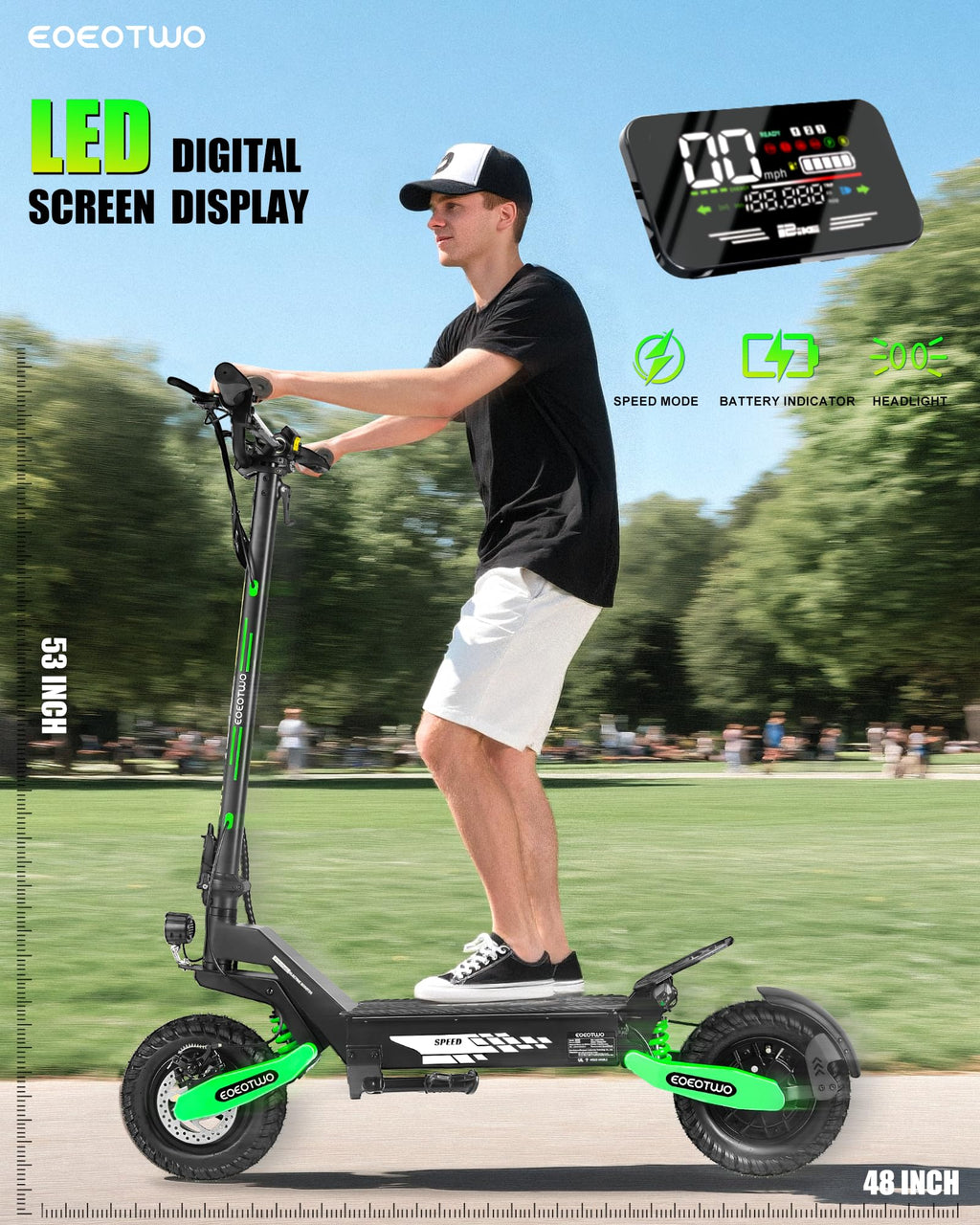 Electric Scooter for Adults,31/38 MPH 1200W/2400W Peak Motor | 11" Off-Road Tires Fast E Scooter, Up to 20/45 Miles Range, Dual Suspension, 330 lbs Max Load, Foldable