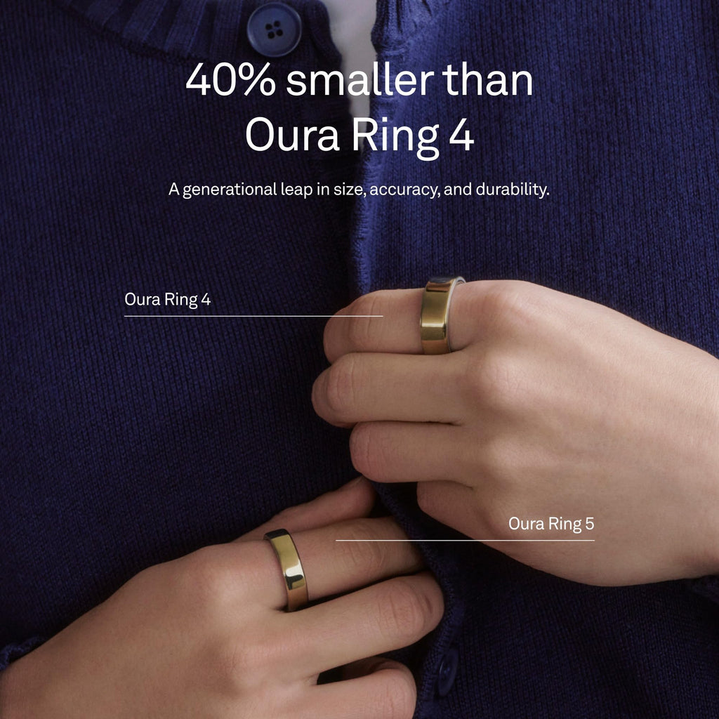 Oura Ring 5 - Silver - Size 8 - World’s Smallest Smart Ring - Sleep, Activity, Women’s Health, AI Advisor, 1 Week of Battery Life, Size Before You Buy, Android & iOS Compatible