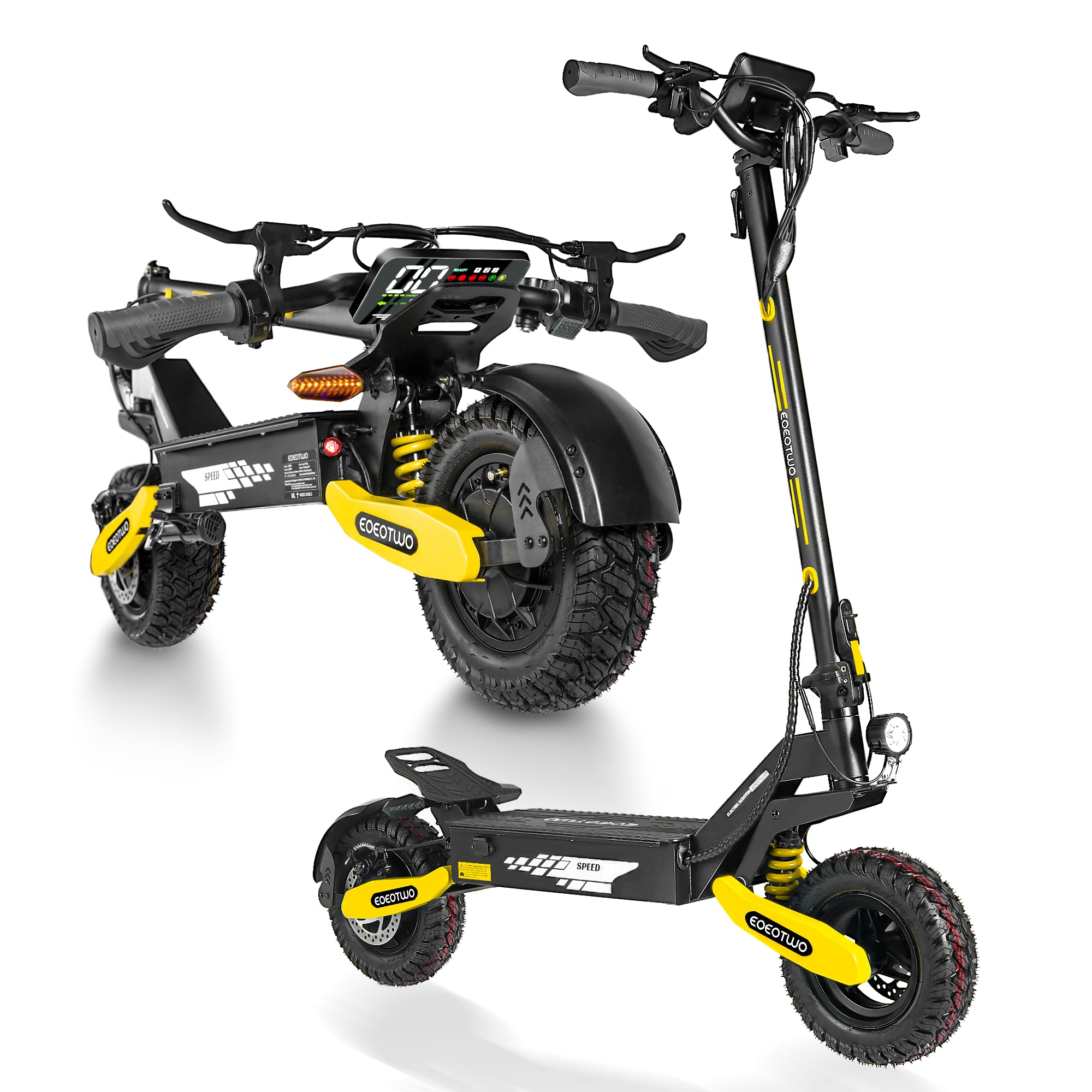 Electric Scooter for Adults,31/38 MPH 1200W/2400W Peak Motor | 11" Off-Road Tires Fast E Scooter, Up to 20/45 Miles Range, Dual Suspension, 330 lbs Max Load, Foldable