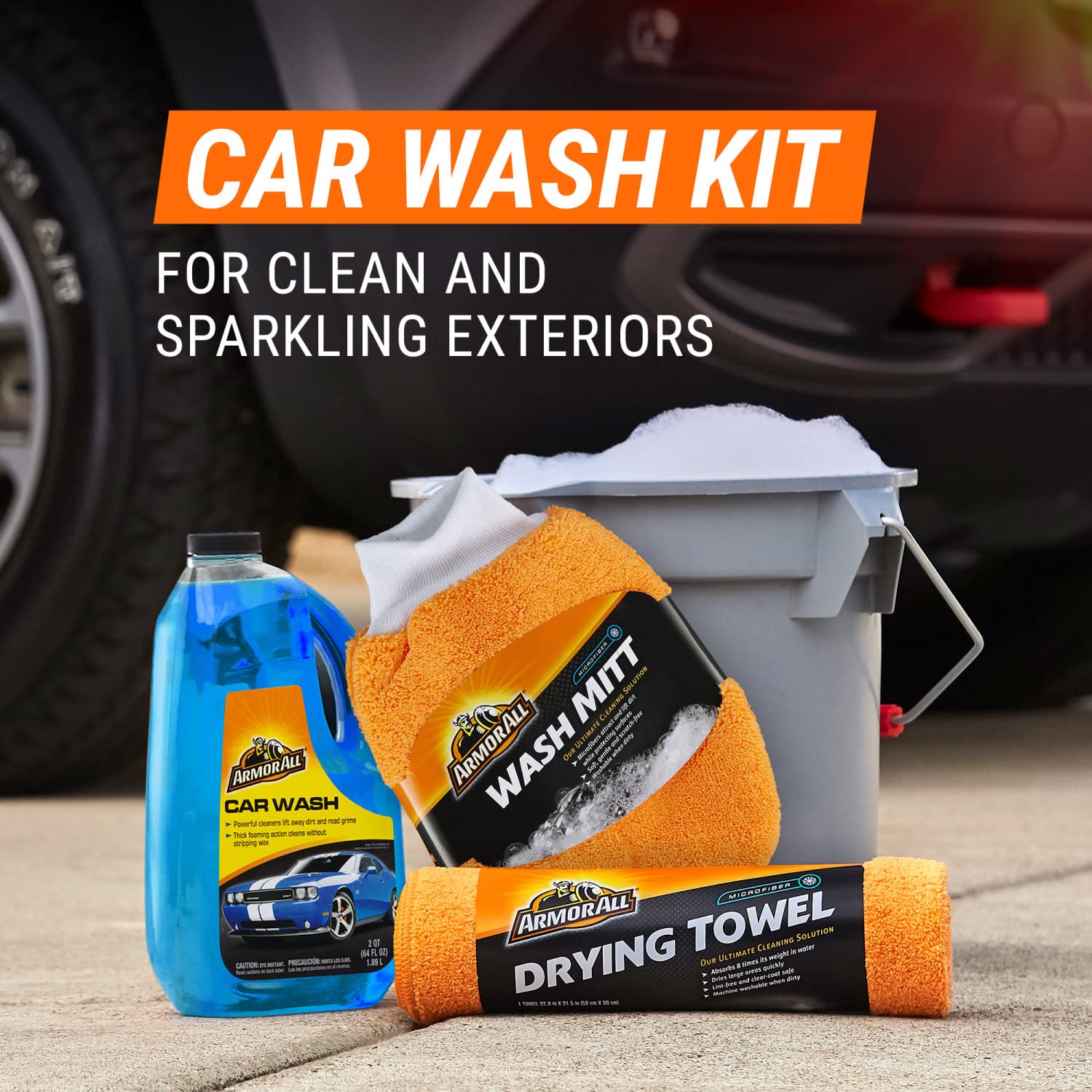 Armor All Ultimate Premier Car Care Kit, 8 Pieces, Includes Tire and Wheel Cleaners, Exterior and Interior Car Cleaning Supplies