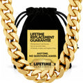 LIFETIME JEWELRY 11mm Gold Cuban Link Chain for Men - 24k Real Gold Necklace Plated - Lifetime Promise - Heavy Duty Clasp - Gold or White Gold