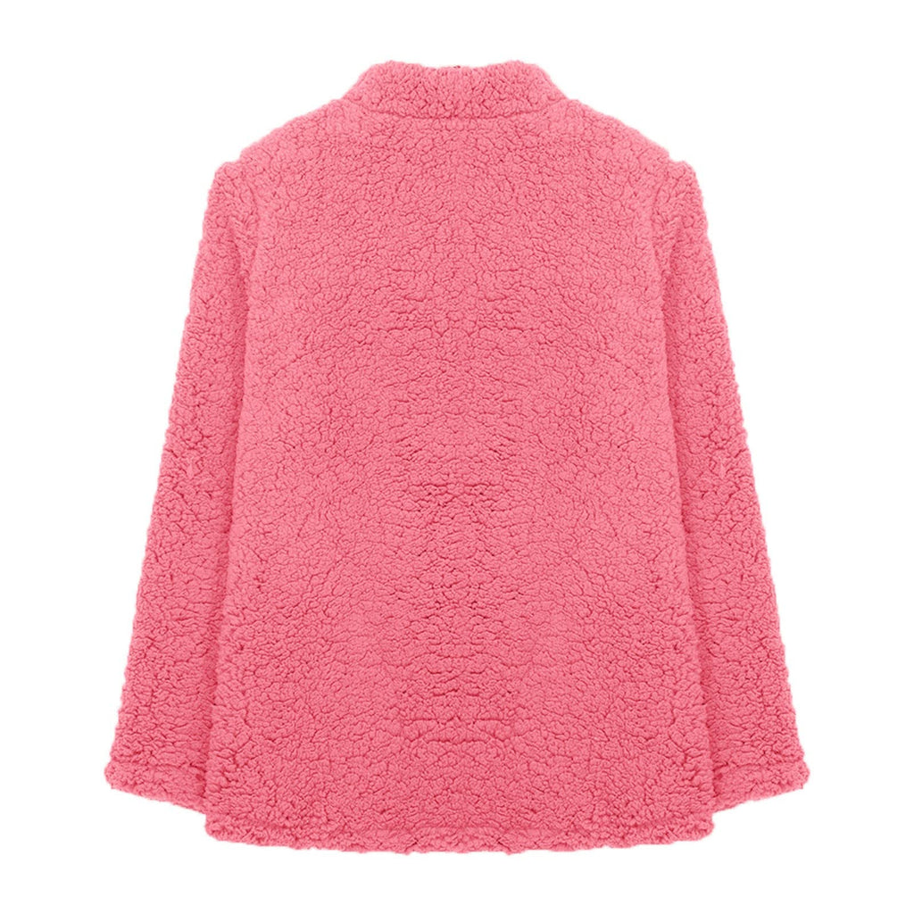 Cdiecer Fuzzy Jackets for Women Winter Sherpa Coat Autumn Winter Fleece Jacket Button Solid Color Cardigan With Pockets
