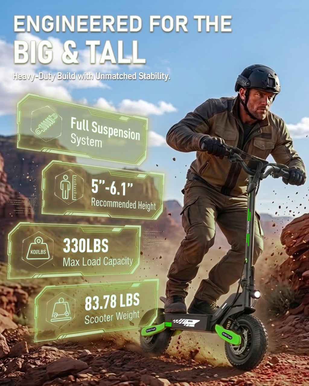 Electric Scooter for Adults,31/38 MPH 1200W/2400W Peak Motor | 11" Off-Road Tires Fast E Scooter, Up to 20/45 Miles Range, Dual Suspension, 330 lbs Max Load, Foldable