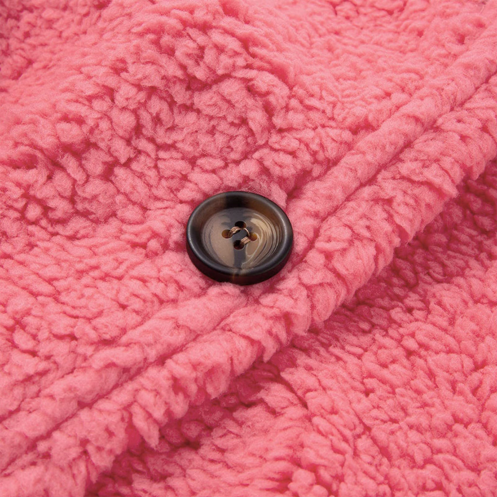 Cdiecer Fuzzy Jackets for Women Winter Sherpa Coat Autumn Winter Fleece Jacket Button Solid Color Cardigan With Pockets