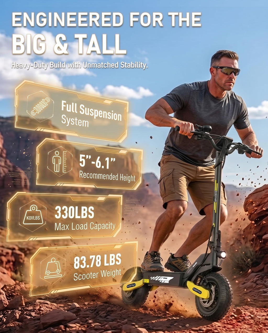 Electric Scooter for Adults,31/38 MPH 1200W/2400W Peak Motor | 11" Off-Road Tires Fast E Scooter, Up to 20/45 Miles Range, Dual Suspension, 330 lbs Max Load, Foldable