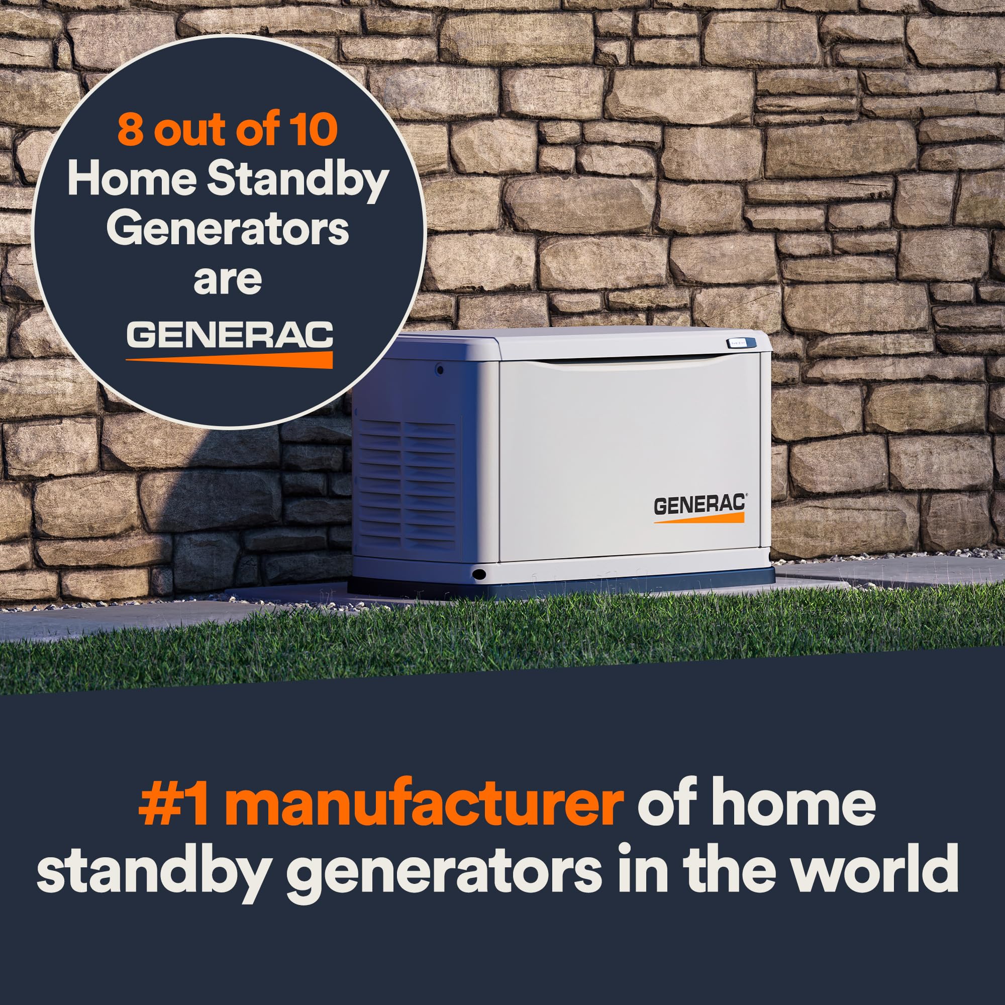 Generac 22kW Home Standby Generator for home use, built-in cellular connectivity, whole house generator for power backup
