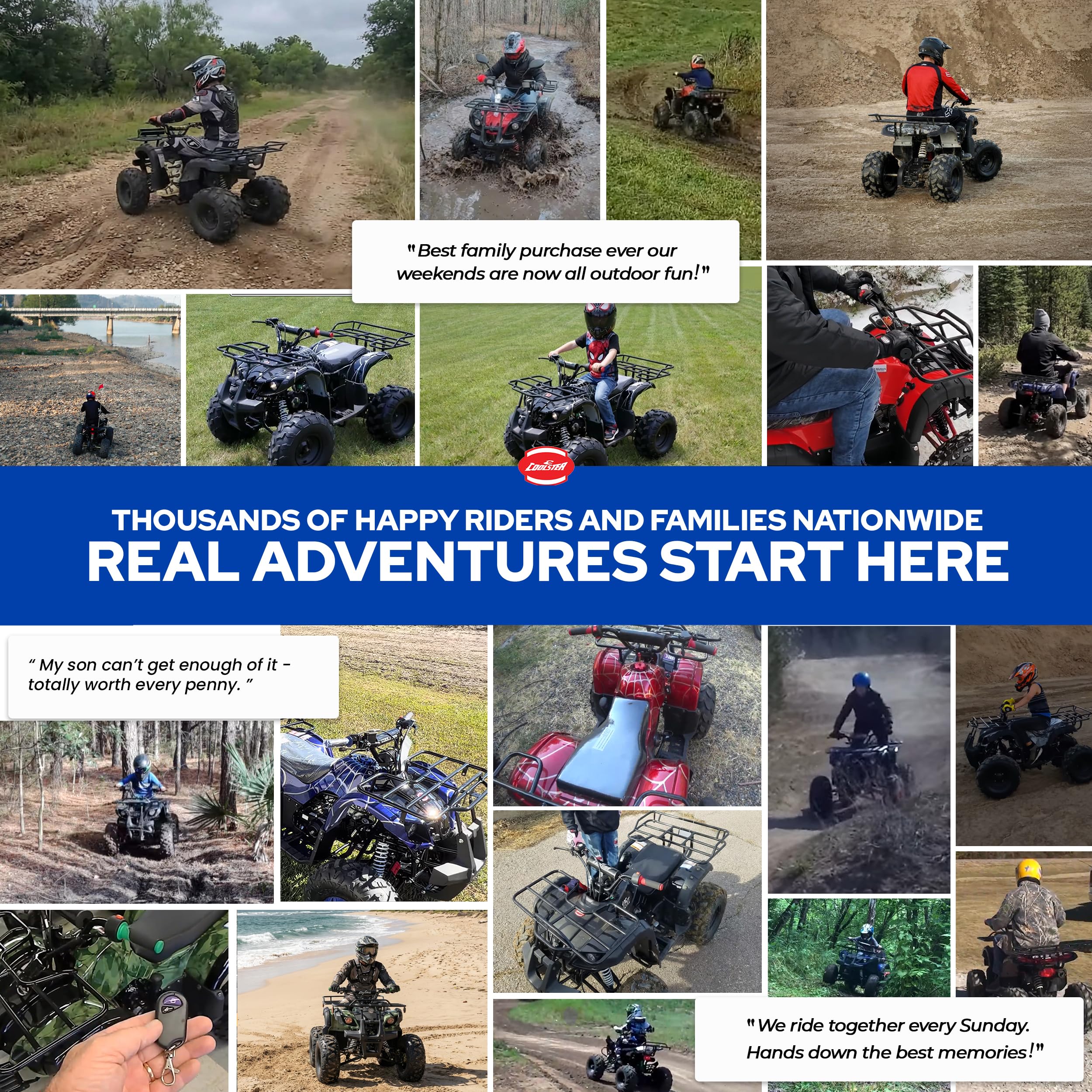Coolster 125cc ATV for Teens & Adults, Spider Black - Gas Powered Quads with Automatic Transmission, Reverse Gear & LED Headlights, Oversized Wheels & Tires, ATV-3125XR8-U2