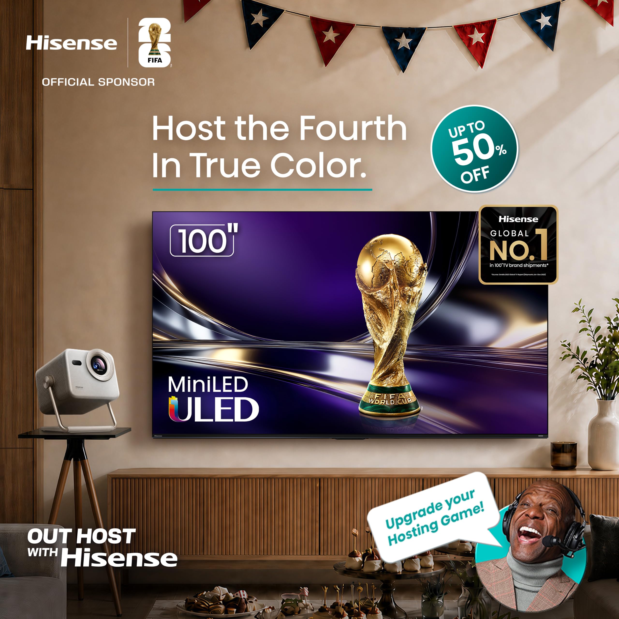 Hisense 100" U6 Pro Series Mini‑LED ULED 4K UHD HDR Gaming AI Smart Fire TV (100U6SF Pro, 2026 New) – Hi-QLED, Native 144Hz, Motion Rate 480, Dolby Vision IQ · Atmos, HDR10+, Glare-Free, Alexa+